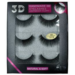 SZTUCZNE RZĘSY JEDWABNE NA PASKU– 3D -3 PARY -X19