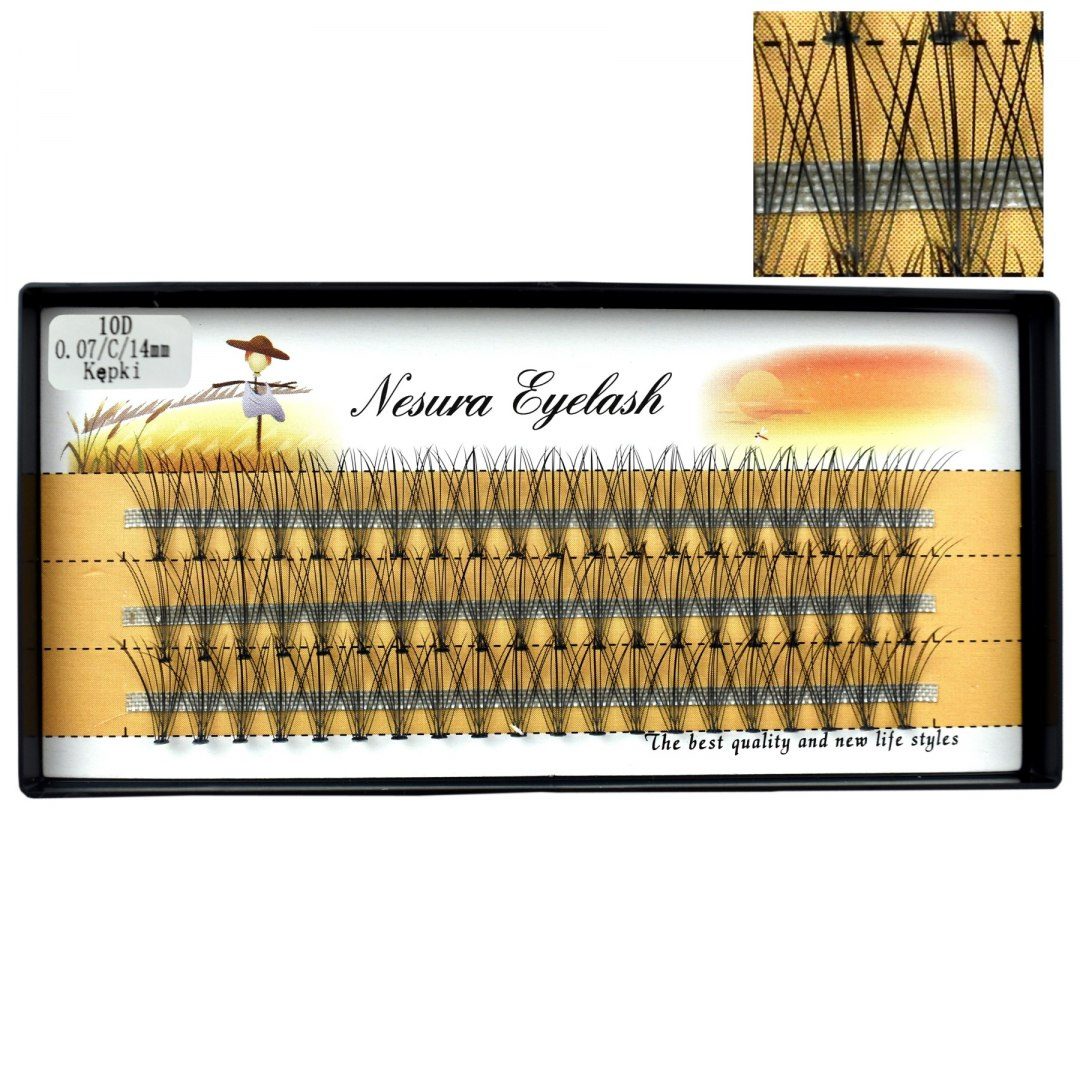 RZĘSY KĘPKI NESURA GĘSTE 10D 60 sztuk 14mm SKRĘT C RZĘSY KĘPKI NESURA GĘSTE 10D 60 sztuk 14mm SKRĘT C