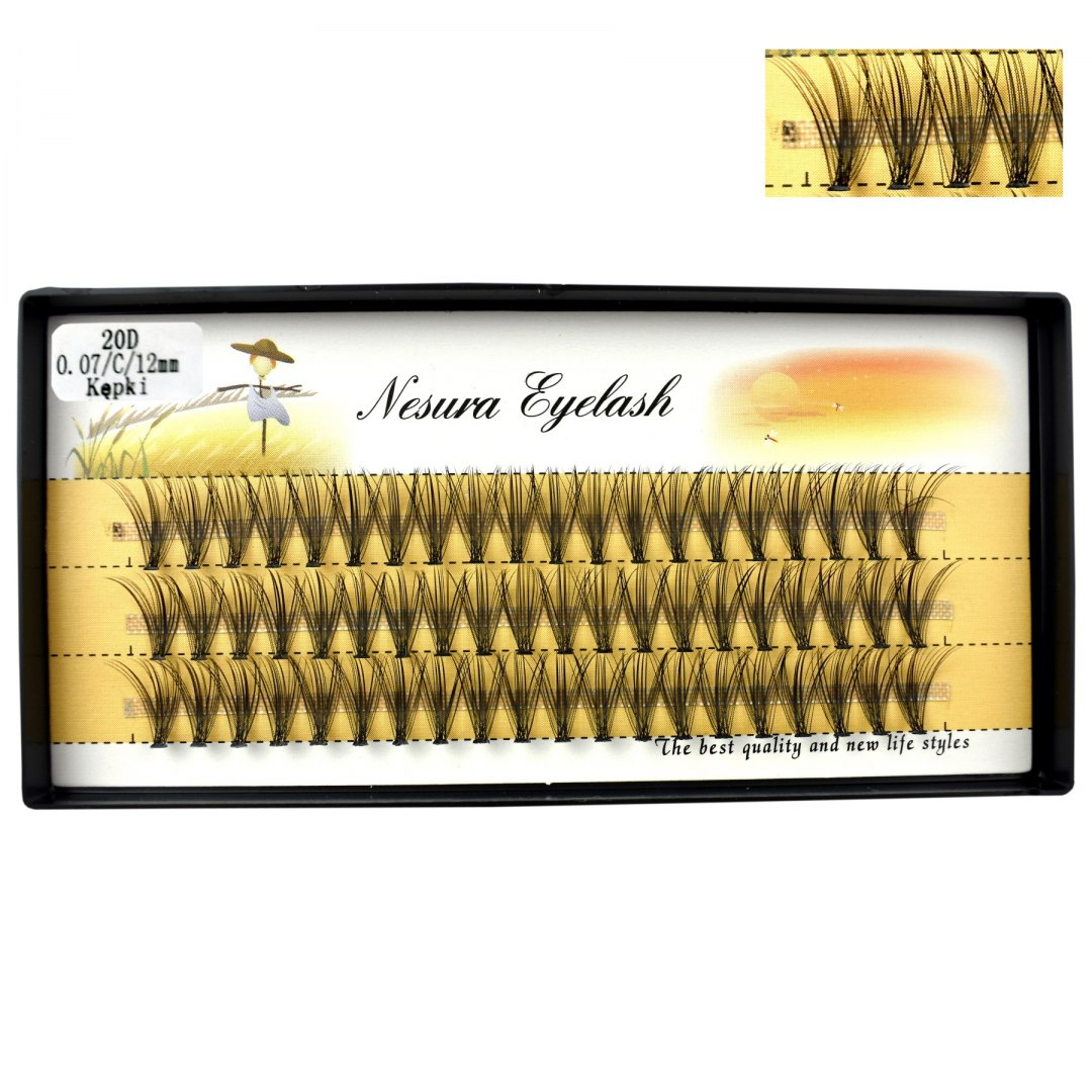 RZĘSY KĘPKI NESURA GĘSTE 20D 60 sztuk 12mm SKRĘT C RZĘSY KĘPKI NESURA GĘSTE 20D 60 sztuk 12mm SKRĘT C