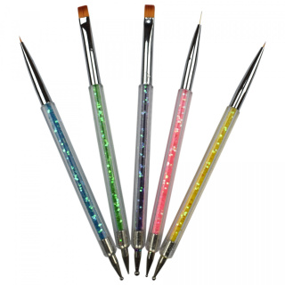 Zestaw Pędzelek i Sonda 2w1 do żelu i zdobień - Brokat - 5 Szt.