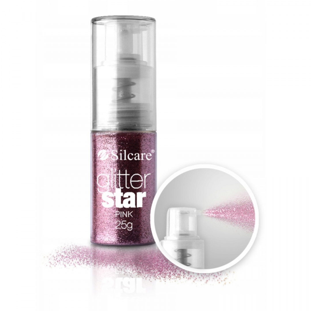 Silcare Brokat Glitter Star z pompką Pink 25 g Silcare Brokat Glitter Star z pompką Pink 25 g