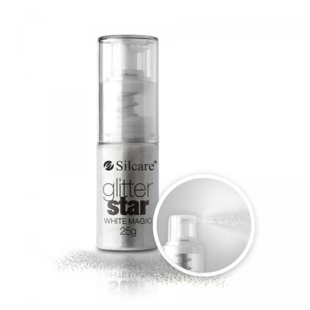 Silcare Brokat Glitter Star z pompką White M 25 g Silcare Brokat Glitter Star z pompką White M 25 g