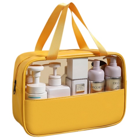 DUŻA KOSMETYCZKA PODRÓŻNA - TORBA NA KOSMETYKI - Kolor Żółty