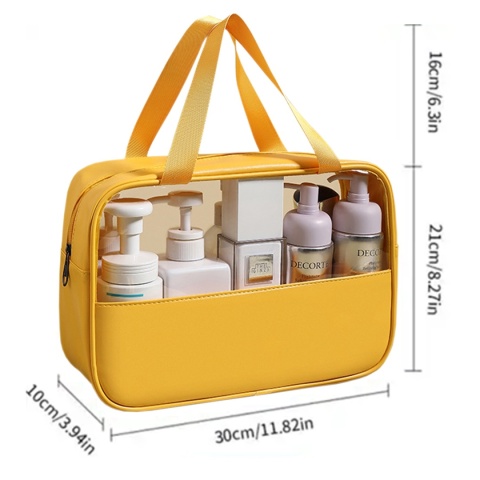 DUŻA KOSMETYCZKA PODRÓŻNA - TORBA NA KOSMETYKI - Kolor Żółty
