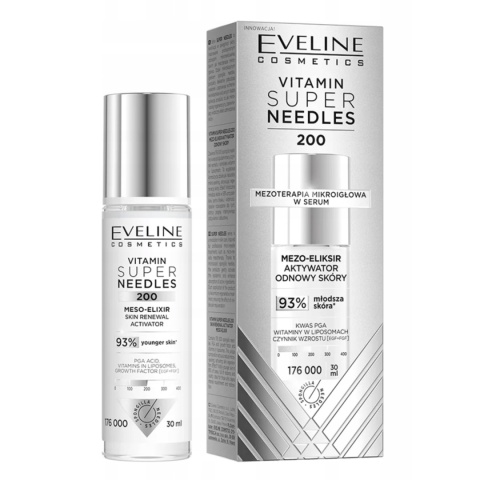 Eveline Vitamin Super Needles 200 Mezo-Eliksir Aktywator Odnowy Skóry 30 ml