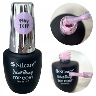 Silcare Hybrydowy Top Coat No Wipe Velvet Bling 9 ml Bez Przemywania