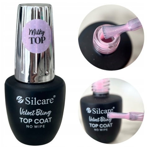 Silcare Hybrydowy Top Coat No Wipe Velvet Bling 9 ml Bez Przemywania