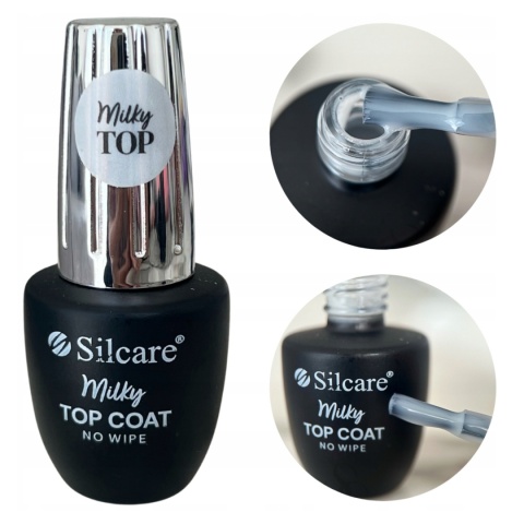 Silcare Hybrydowy Top Coat No Wipe Milky 9 ml Bez Przemywania Silcare Hybrydowy Top Coat No Wipe Milky 9 ml Bez Przemywania