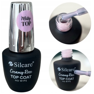 Silcare Hybrydowy Top Coat No Wipe Creamy Rose 9 ml Bez Przemywania