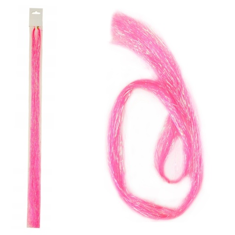 Nitki Błyszczące Niteczki Brokatowe Tinsel do Włosów Syntetycznych Różowe