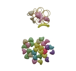 Koraliki do Włosów - Zestaw - Nawlekane + Koraliki Ozdoby - Serca