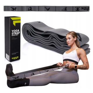 Pasek do Jogi Mocna Taśma Ćwiczeń Rozciągania Nóg Stretchingu Szara