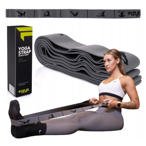 Pasek do Jogi Mocna Taśma Ćwiczeń Rozciągania Nóg Stretchingu Szara