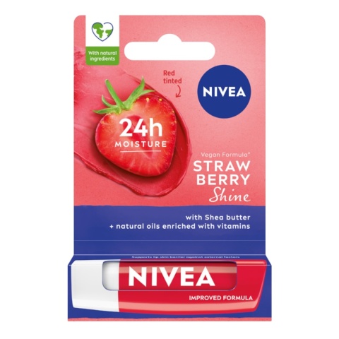 NIVEA 24H Moisture Strawberry Shine Pielęgnująca Pomadka do ust 4.8g