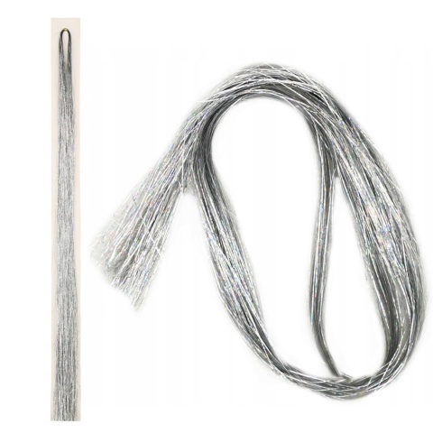 Nitki Błyszczące Niteczki Brokatowe Tinsel do Włosów Syntetycznych Srebrny