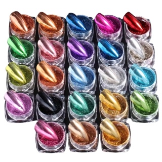 23x Metalicznych Chromowych Proszków do Paznokci- Glass Efekt Lustra MIrror