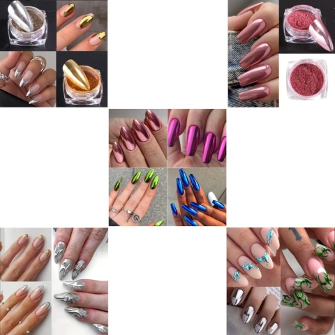 23x Metalicznych Chromowych Proszków do Paznokci- Glass Efekt Lustra MIrror