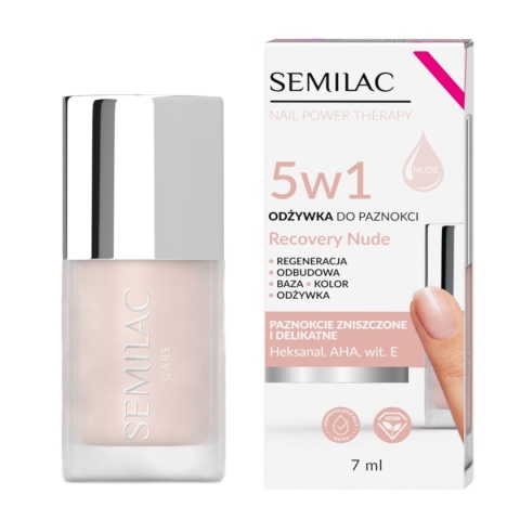 SEMILAC ODŻYWKA DO PAZNOKCI ZNISZCZONYCH I DELIKATNYCH 5W1 RECOVERY NUDE
