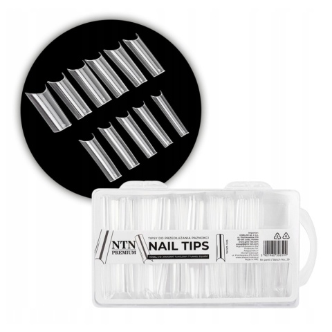 NTN Premium Tipsy do Przedłużania Paznokci Kwadrat Tunelowy 100 Szt