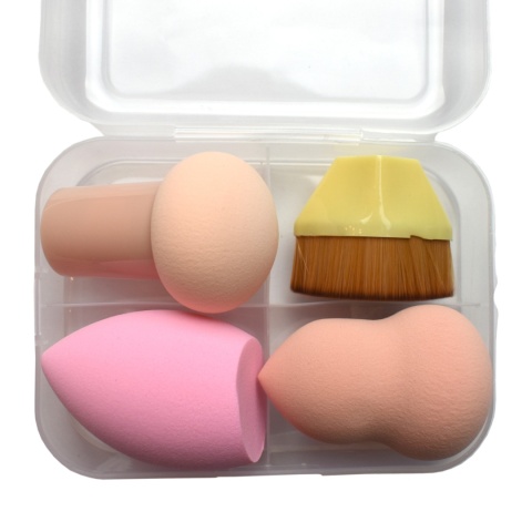 Zestaw Gąbki do Makijażu + Pędzel Gęsty Miękki do Podkładu