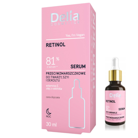 DELIA Serum do twarzy RETINOL, 81% z natury, 30 ml DELIA Serum do twarzy RETINOL, 81% z natury, 30 ml